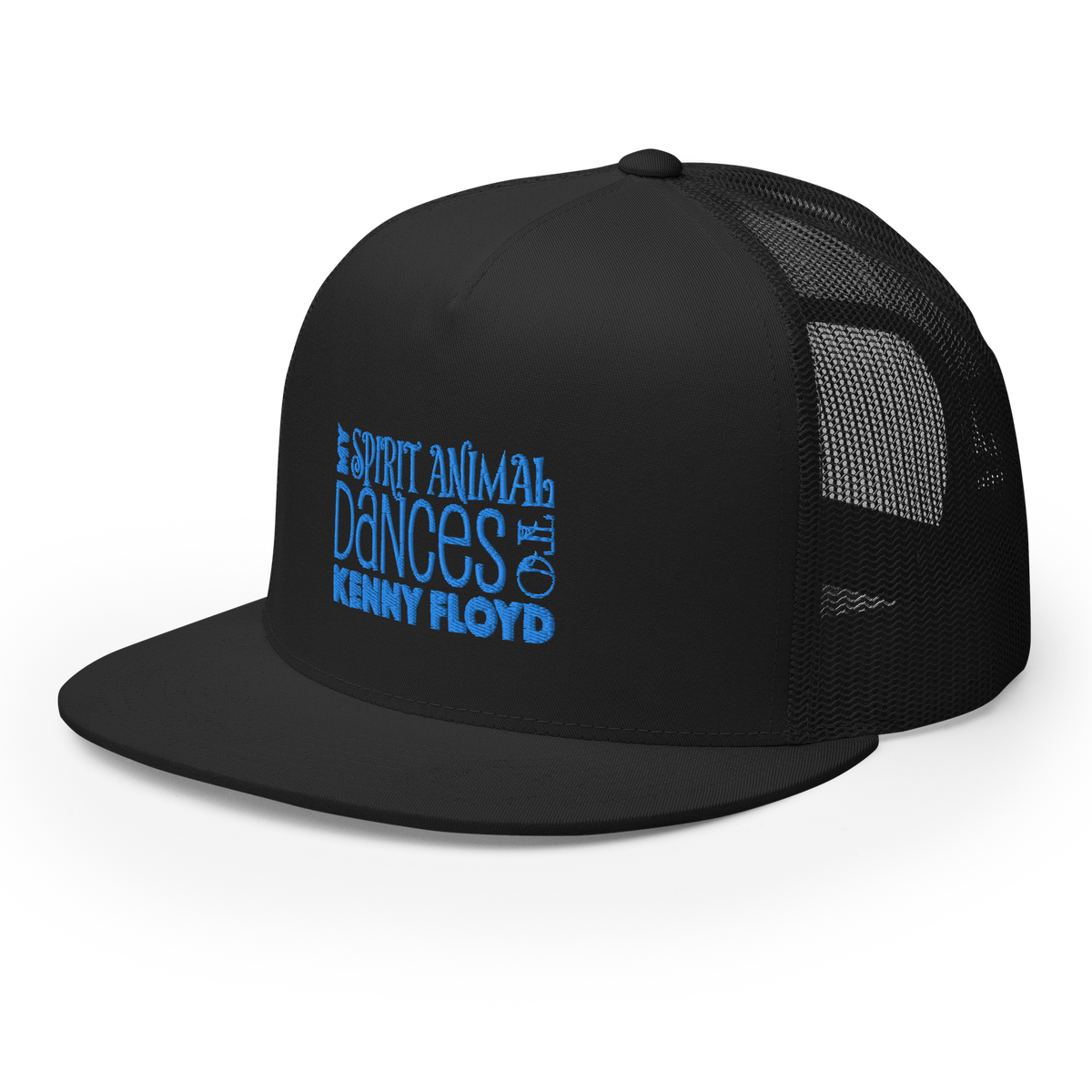 Black Flat Billed Trucker Cap with My Spirit Animal Dances to Kenny Floyd