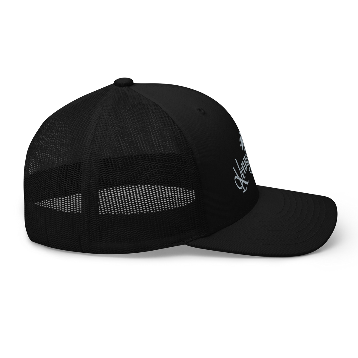 Black Trucker Cap with Light Grey KF Palm Logo