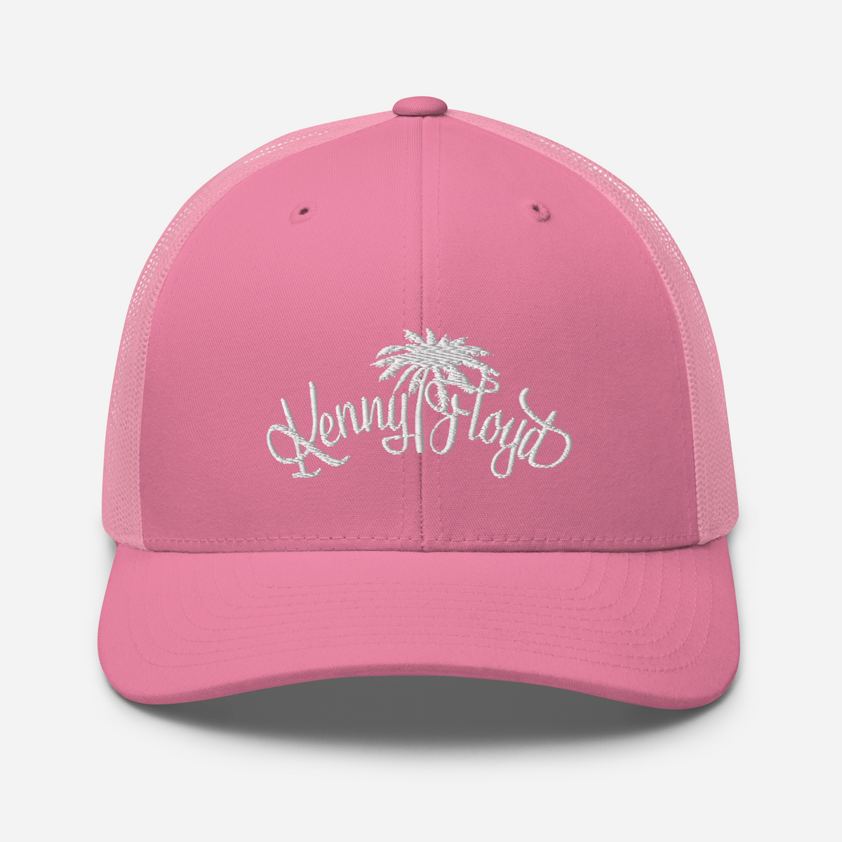 Pink Trucker Cap with White KF Palm Logo