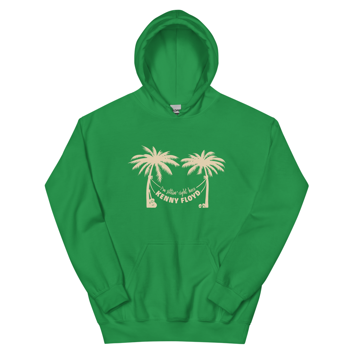Green Unisex Hoodie with Yellow Sittin Right Here Logo