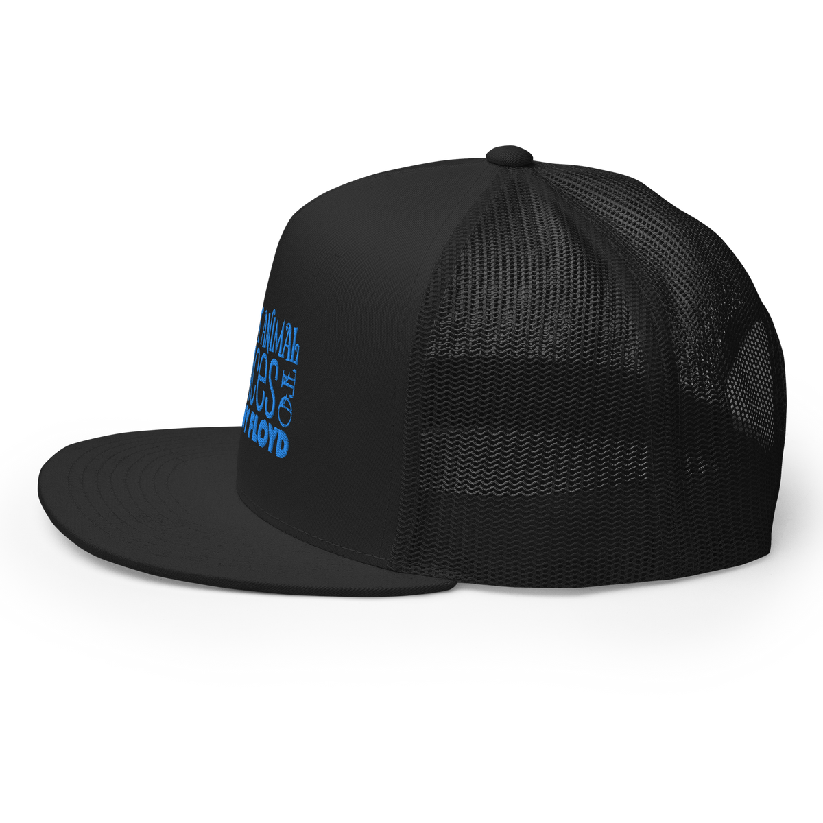 Black Flat Billed Trucker Cap with My Spirit Animal Dances to Kenny Floyd