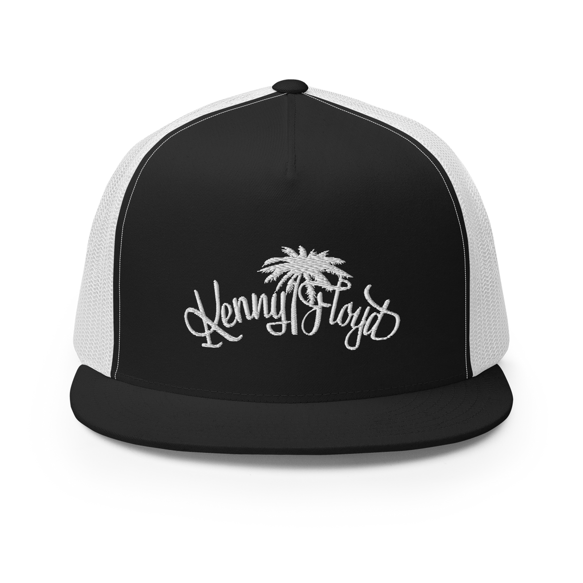 Black & white trucker cap with KF Palm Logo