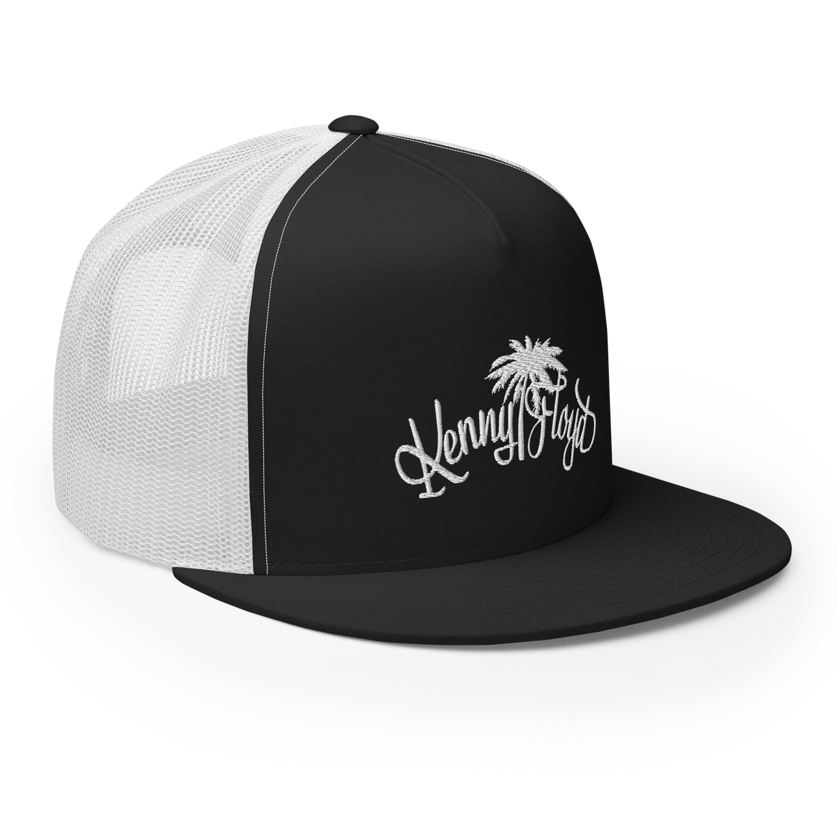 Black & white trucker cap with KF Palm Logo