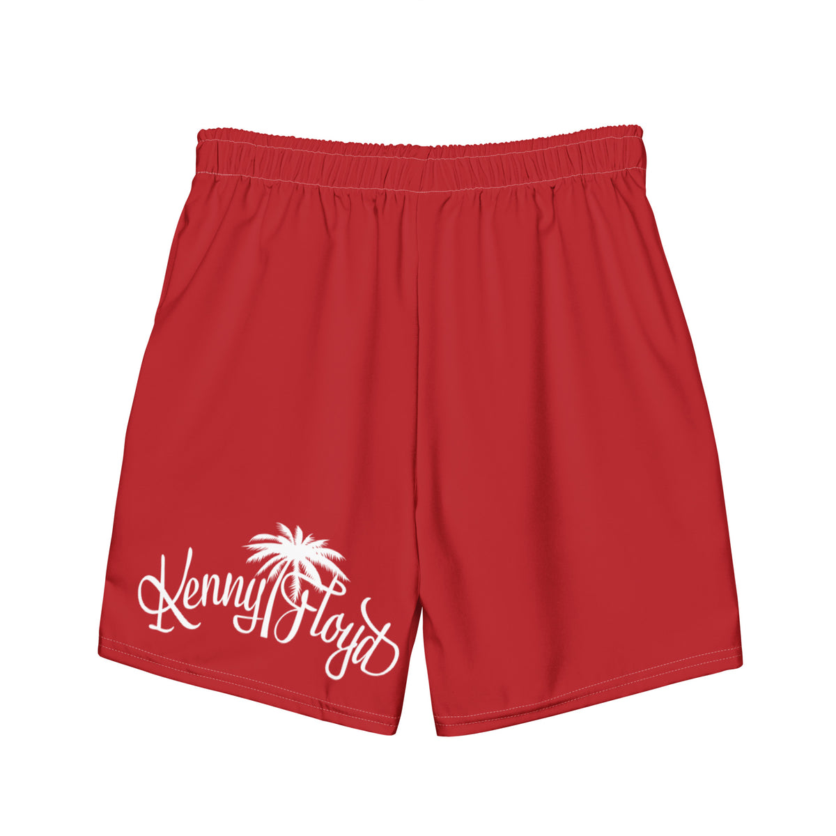 Red Swim Trunks with White KF Palm Logo