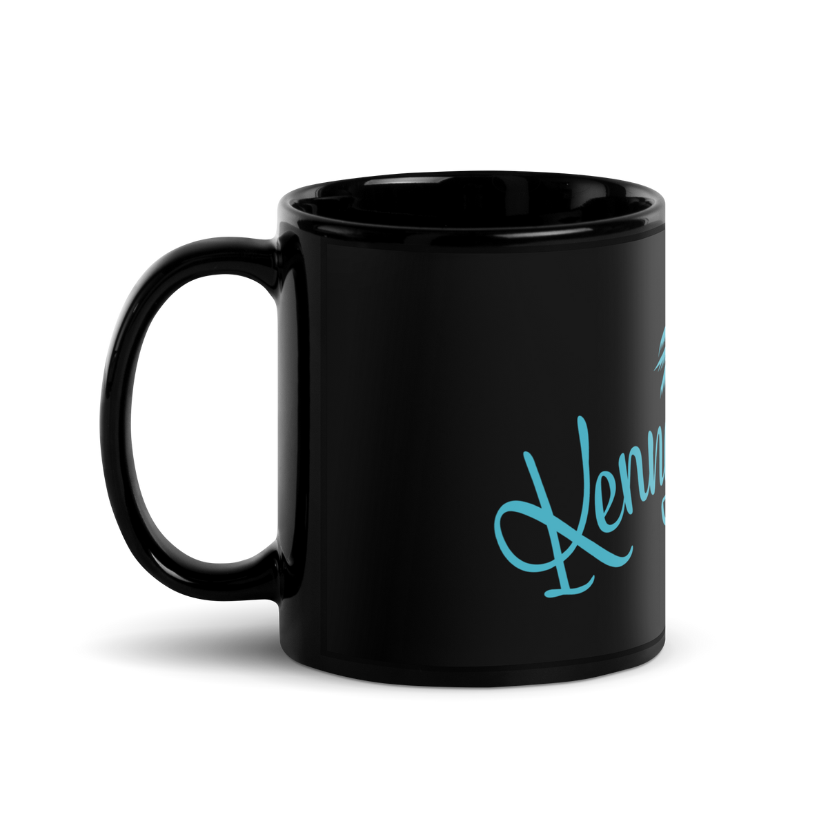 Black Glossy Mug with KF Palm Logo