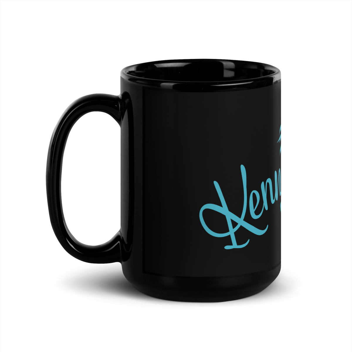 Black Glossy Mug with KF Palm Logo