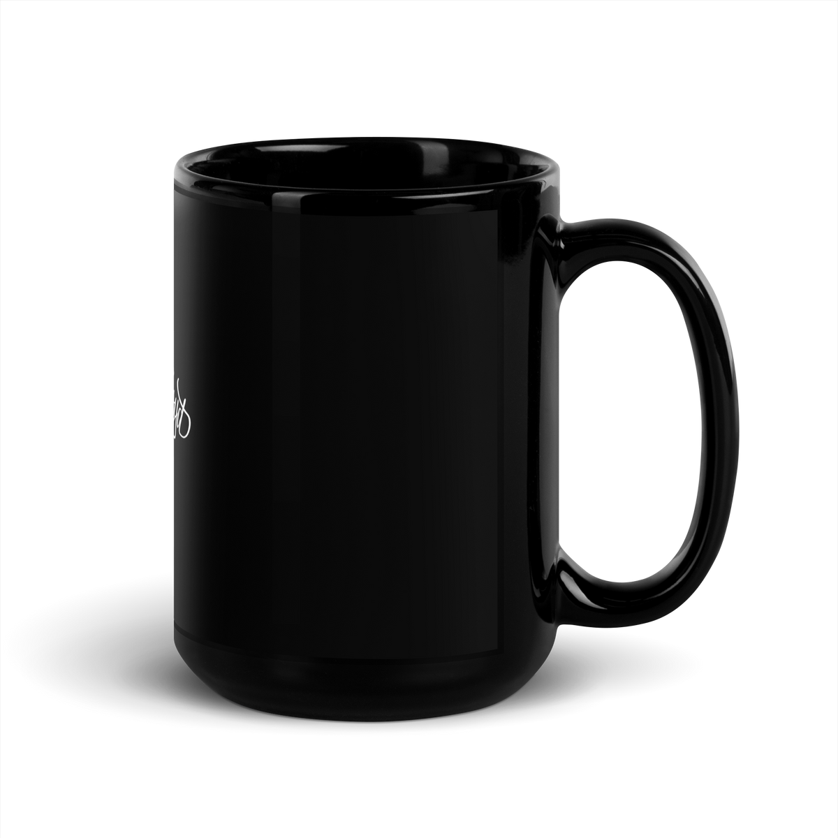 KF Palm Logo with hat & guitar on a black glossy mug