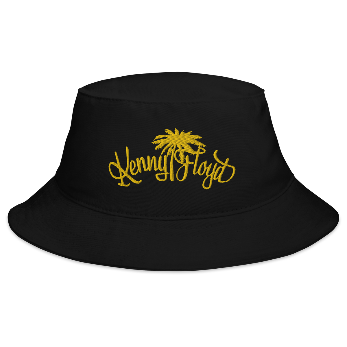Black Bucket Hat with Yellow KF Palm Logo