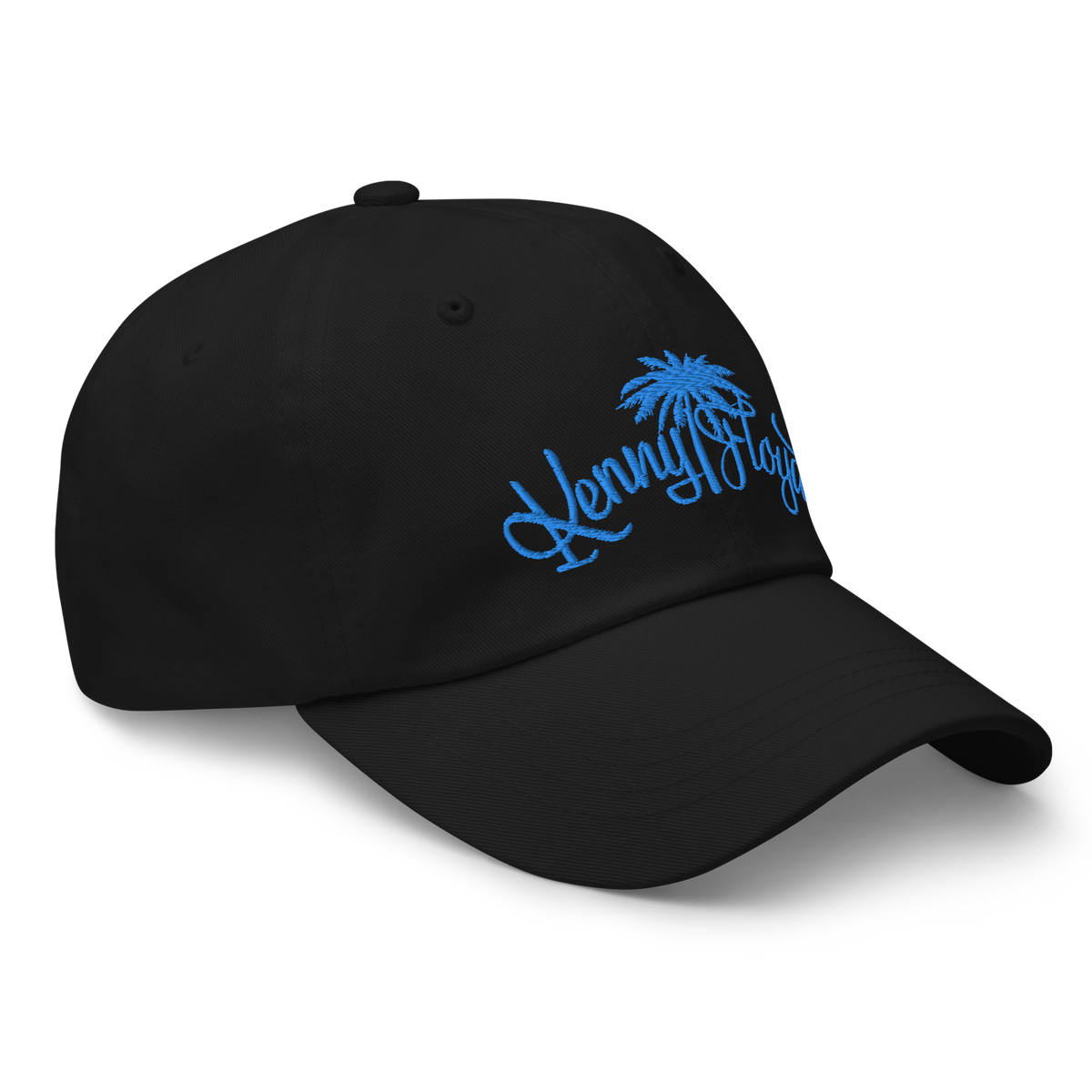 Black Dad Hat with Teal KF Palm Logo