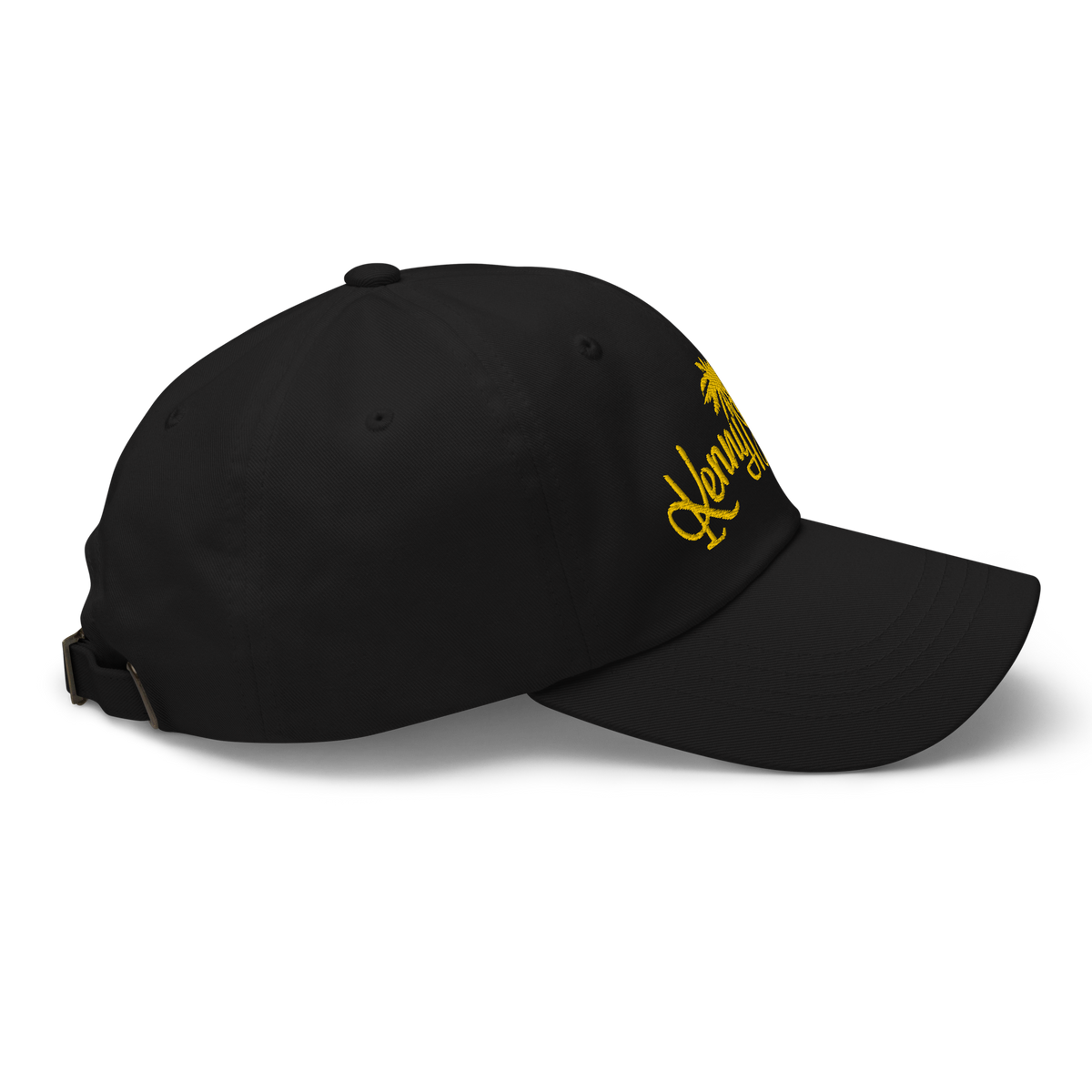 Black Dad Hat with Yellow KF Palm Logo