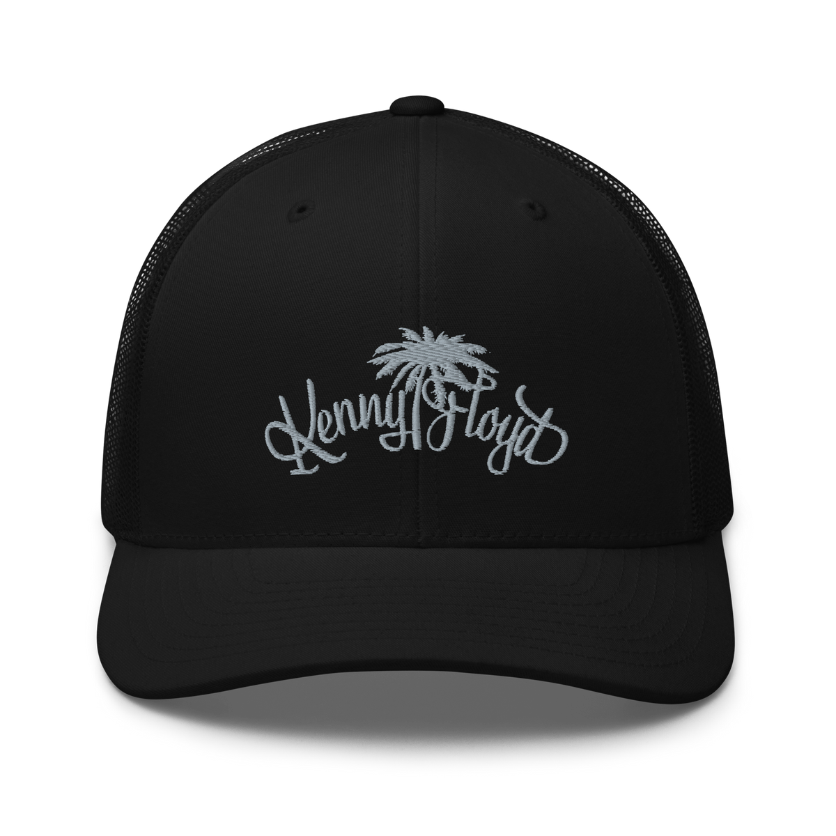 Black Trucker Cap with Light Grey KF Palm Logo