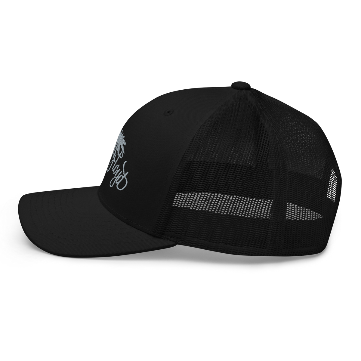 Black Trucker Cap with Light Grey KF Palm Logo