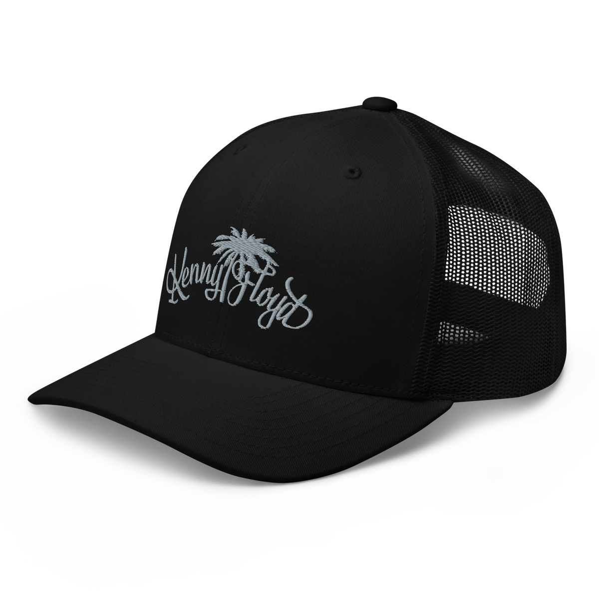 Black Trucker Cap with Light Grey KF Palm Logo