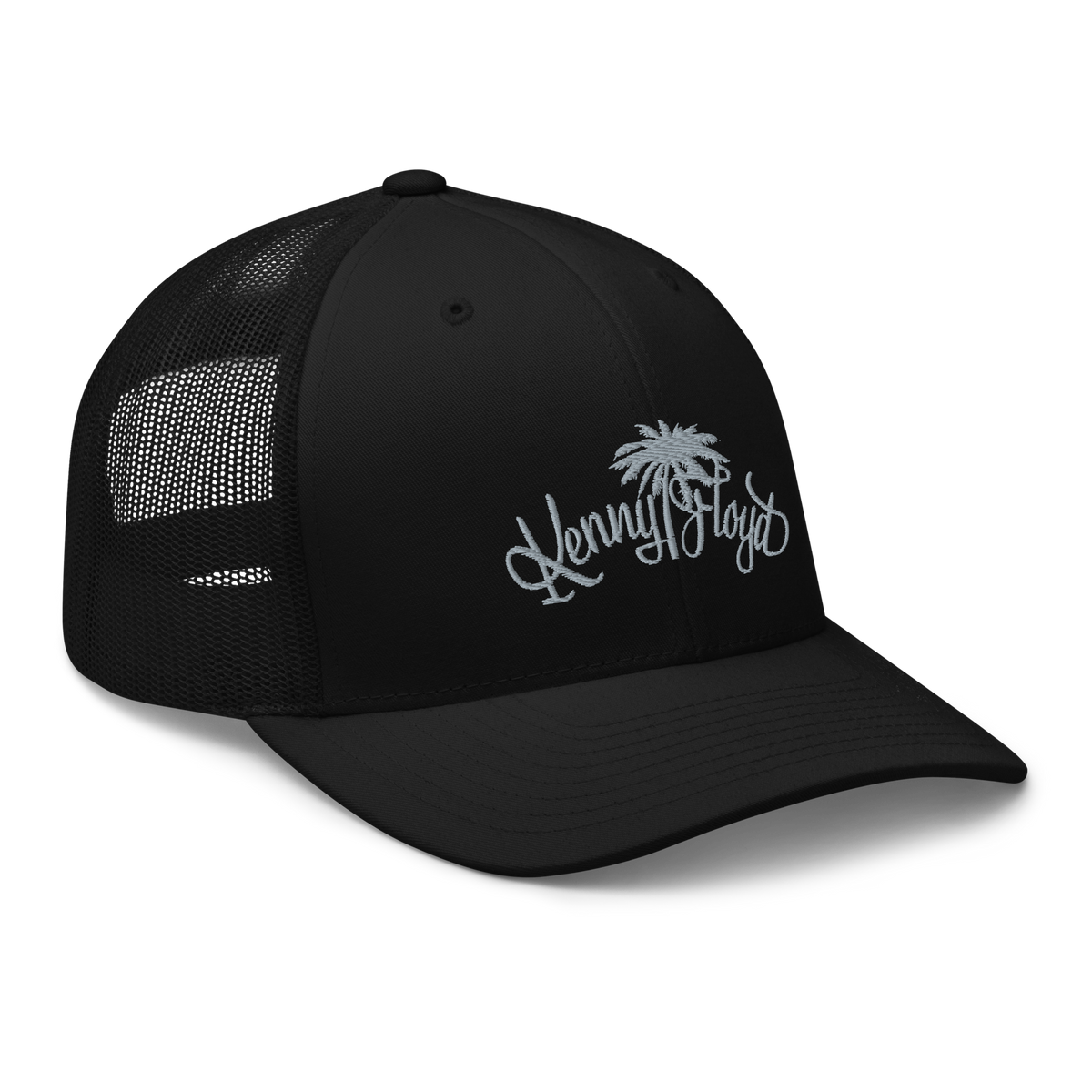 Black Trucker Cap with Light Grey KF Palm Logo
