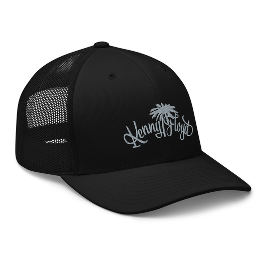 Black Trucker Cap with Light Grey KF Palm Logo