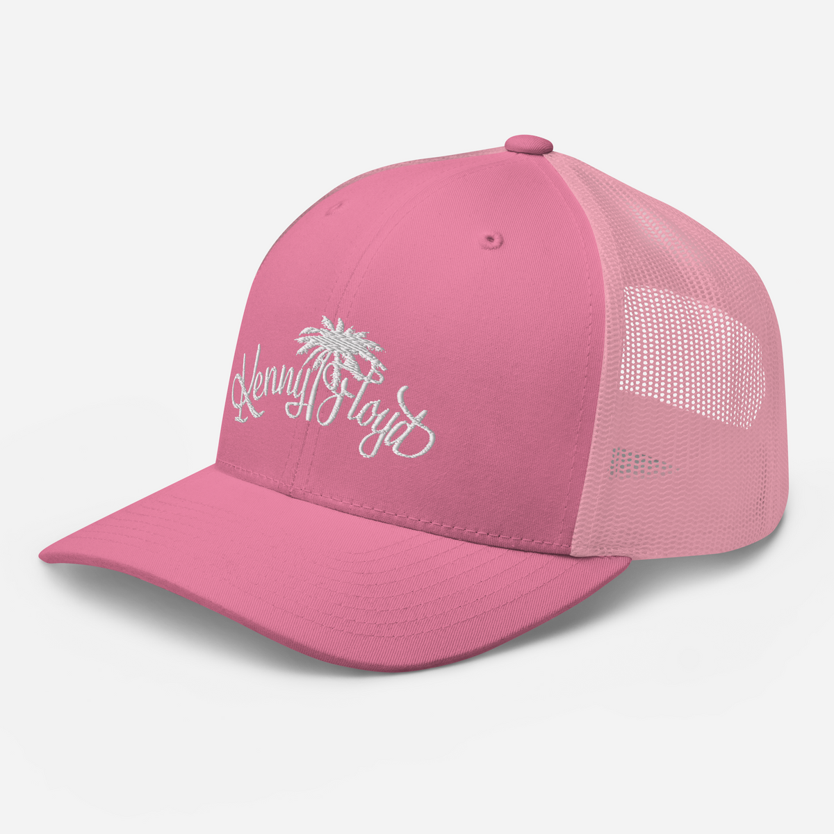 Pink Trucker Cap with White KF Palm Logo