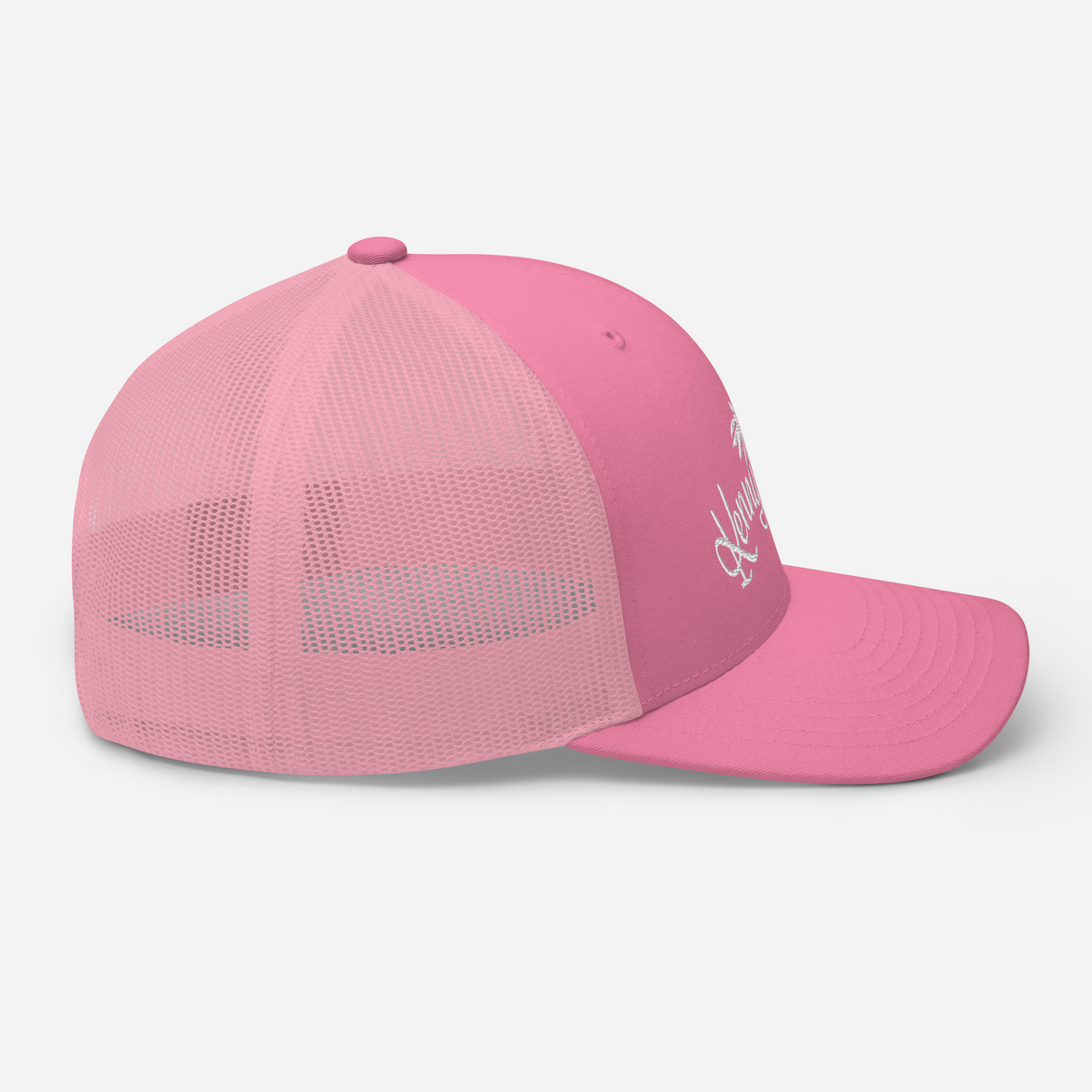 Pink Trucker Cap with White KF Palm Logo