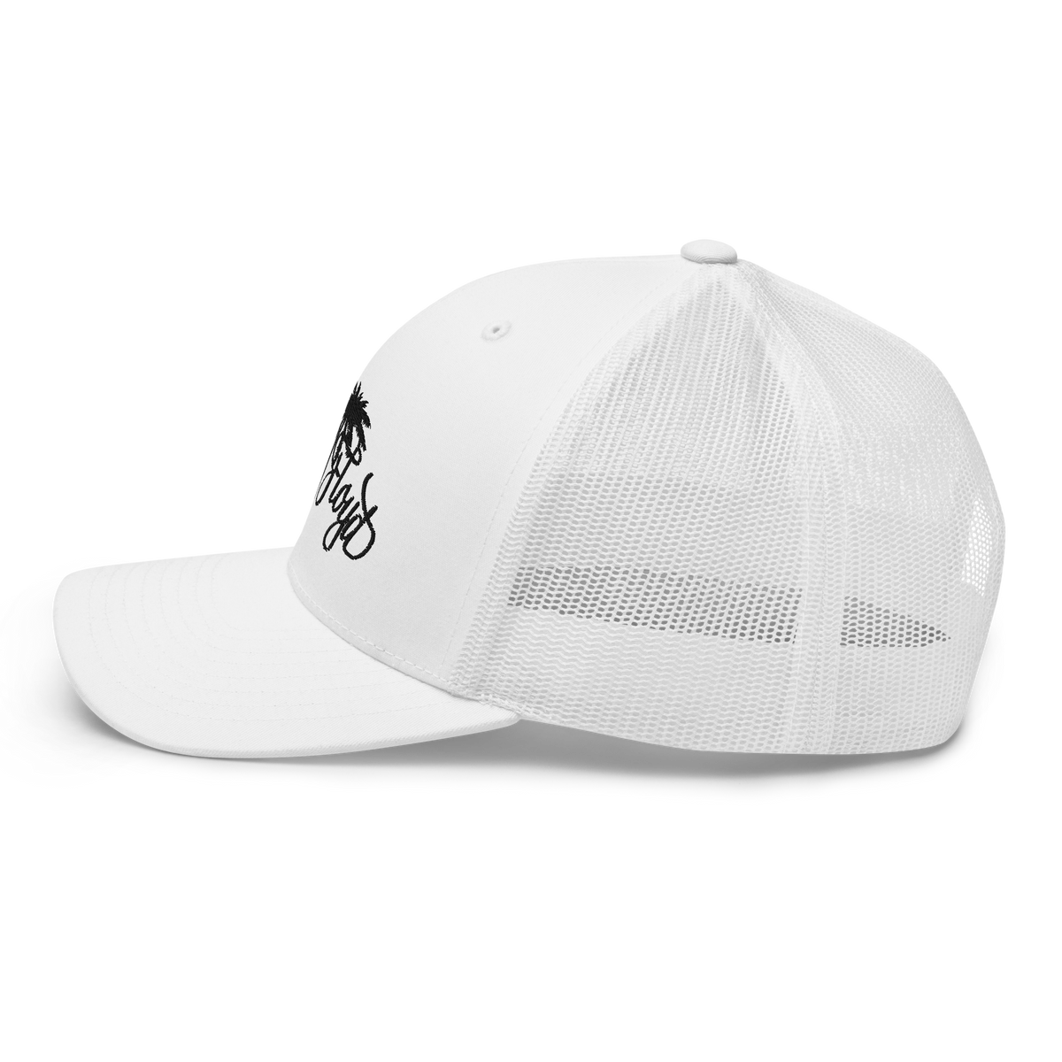 White Trucker Cap with Black KF Palm Logo
