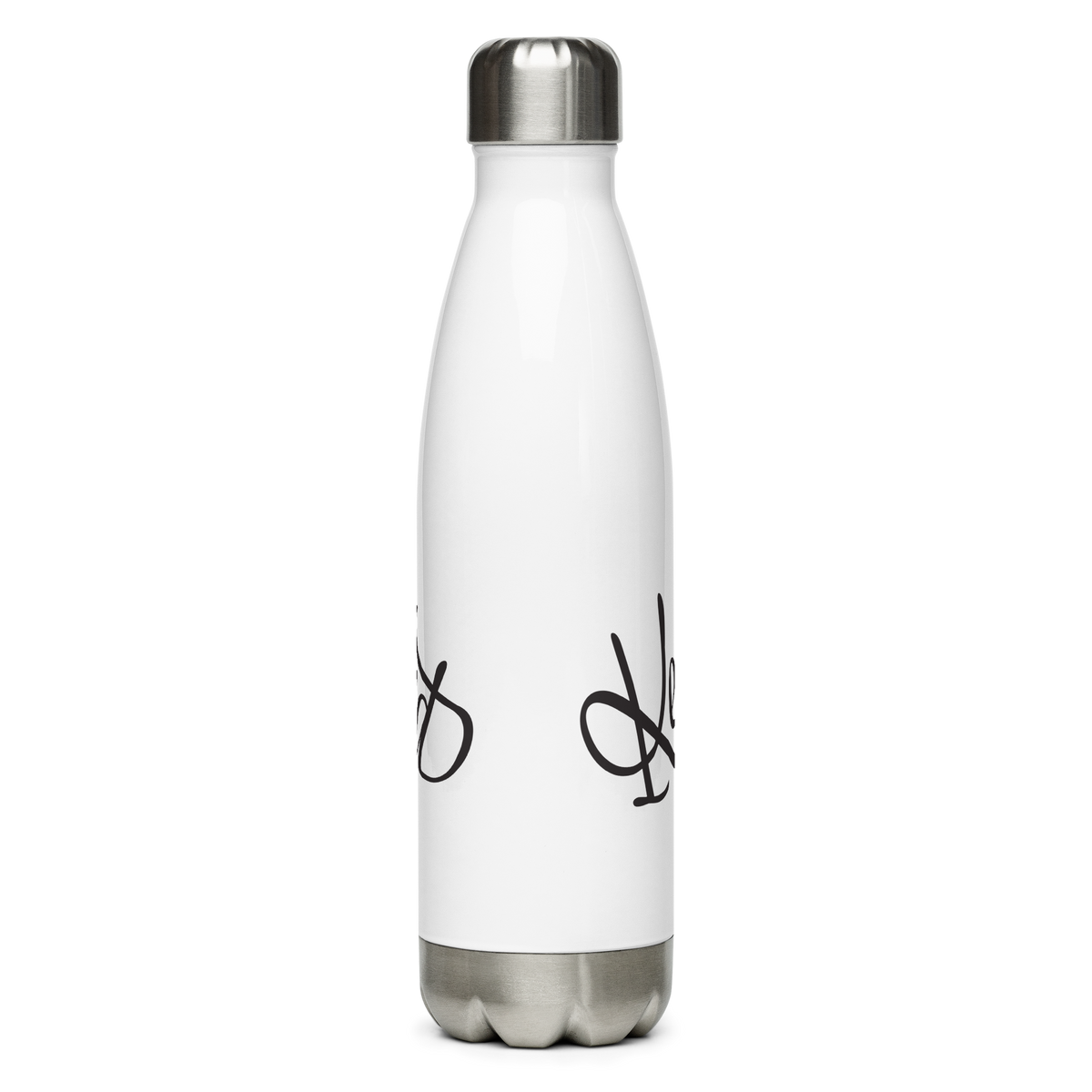 White & Black Stainless steel water bottle with KF Palm Logo